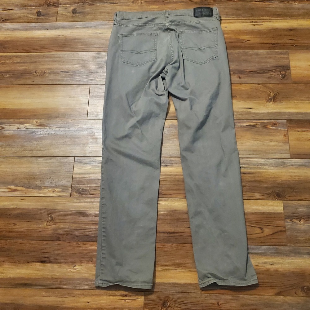 Signature by‎ Levi Strauss Mens Athletic Fit Stretch Pants Olive Gray sz 34x34